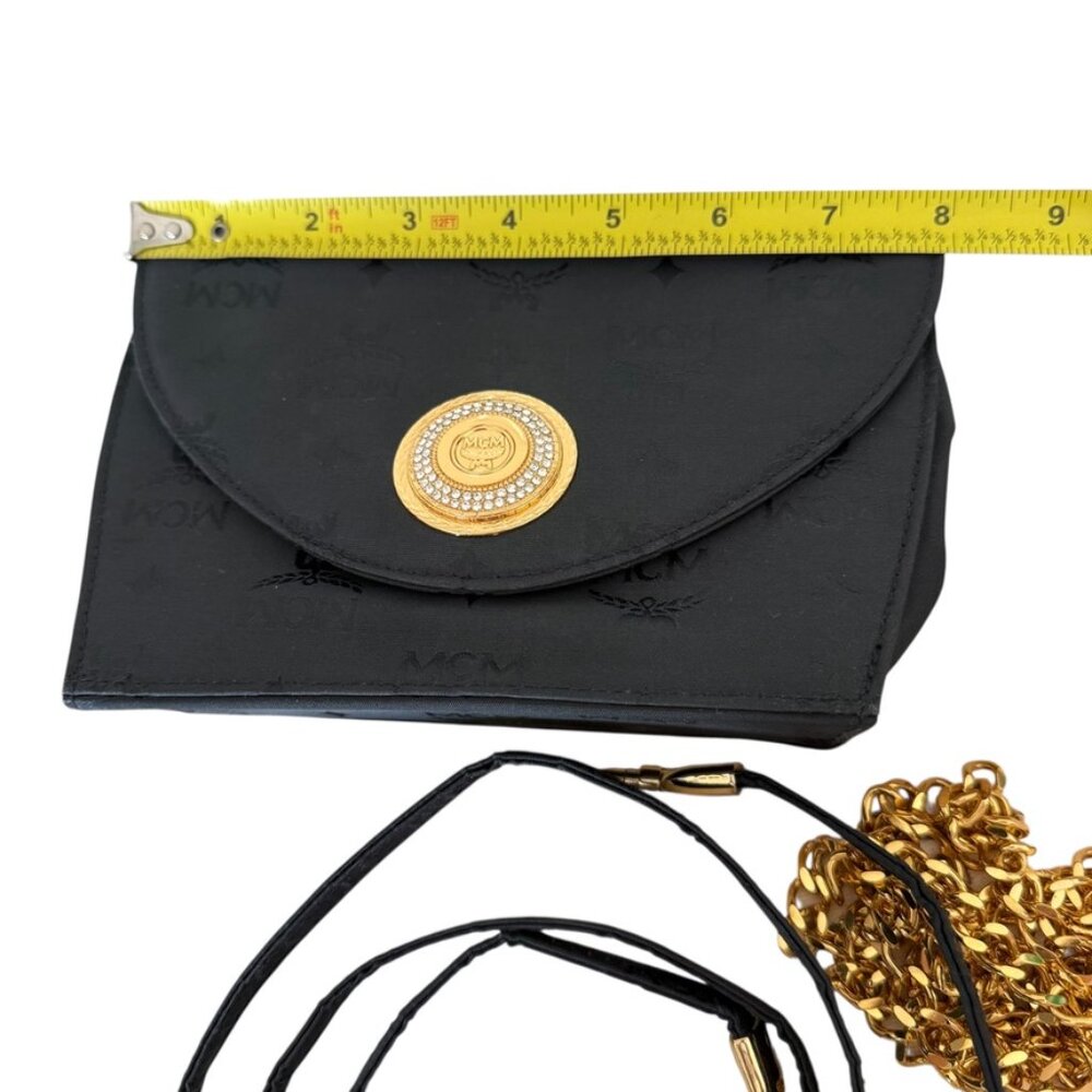 MCM VINTAGE SHOULDER BAG NYLON CLASSIC SIGNATURE WITH CRYSTAL LOGO EMBLEM 90S - Picture 11 of 11
